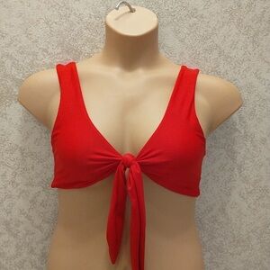 Zaful Siren Red Tie-Front Bikini Top